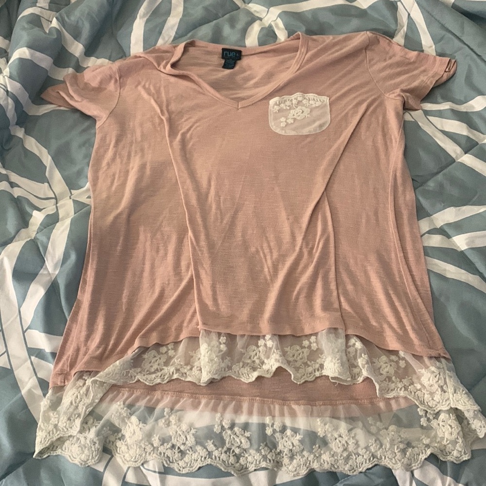 short sleeve shirt, rue+, light pink,